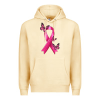 Pina Colada Breast Cancer Ribbon with Butterfly Premium Hoodie - texasbilliewilder