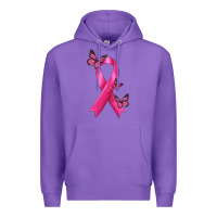 Purple Breast Cancer Ribbon with Butterfly Premium Hoodie - texasbilliewilder