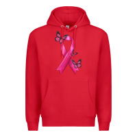Red Breast Cancer Ribbon with Butterfly Premium Hoodie - texasbilliewilder