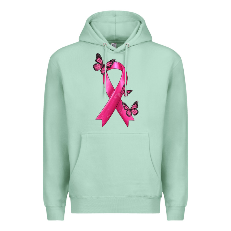 Breast Cancer Ribbon With Butterfly Premium Hoodie by texasbilliewilder | Teevron