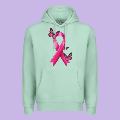 Breast Cancer Ribbon With Butterfly Premium Hoodie Designed By Texasbilliewilder