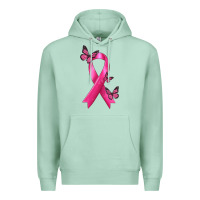 Seafoam Breast Cancer Ribbon with Butterfly Premium Hoodie - texasbilliewilder