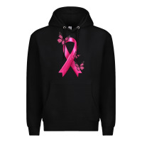 Black Breast Cancer Ribbon with Butterfly Premium Hoodie - texasbilliewilder