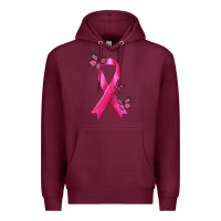 Burgundy Breast Cancer Ribbon with Butterfly Premium Hoodie - texasbilliewilder