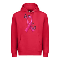 Cardinal Breast Cancer Ribbon with Butterfly Premium Hoodie - texasbilliewilder