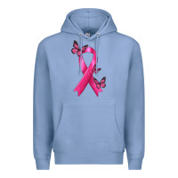 Colony Blue Breast Cancer Ribbon with Butterfly Premium Hoodie - texasbilliewilder