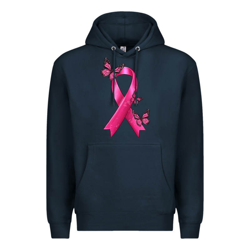 Breast Cancer Ribbon With Butterfly Premium Hoodie by texasbilliewilder | Teevron