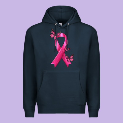 Breast Cancer Ribbon With Butterfly Premium Hoodie Designed By Texasbilliewilder
