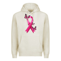 Oatmeal Heather Breast Cancer Ribbon with Butterfly Premium Hoodie - texasbilliewilder