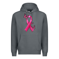 Rock Breast Cancer Ribbon with Butterfly Premium Hoodie - texasbilliewilder