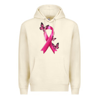 Sandshell Breast Cancer Ribbon with Butterfly Premium Hoodie - texasbilliewilder