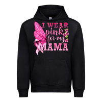 Black I Wear Pink For My Mama with Butterfly Urban Hoodie - texasbilliewilder