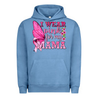 Pigment Pebble Blue I Wear Pink For My Mama with Butterfly Urban Hoodie - texasbilliewilder