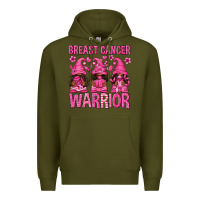 Army Green Breast Cancer Warrior Afro Gnomes Premium Hoodie - texasbilliewilder