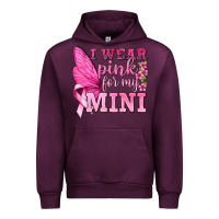 Mauve Wine I Wear Pink For My Mini with Butterfly Urban Hoodie - texasbilliewilder