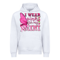 White I Wear Pink For My Mini with Butterfly Urban Hoodie - texasbilliewilder