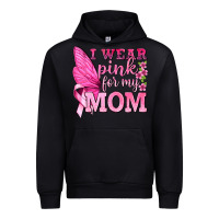 Black I Wear Pink For My Mom with Butterfly Urban Hoodie - texasbilliewilder