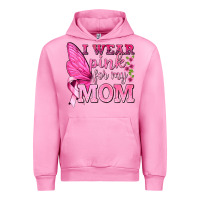 Fuchsia Pink I Wear Pink For My Mom with Butterfly Urban Hoodie - texasbilliewilder
