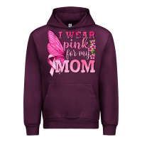 Mauve Wine I Wear Pink For My Mom with Butterfly Urban Hoodie - texasbilliewilder