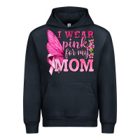 Navy I Wear Pink For My Mom with Butterfly Urban Hoodie - texasbilliewilder