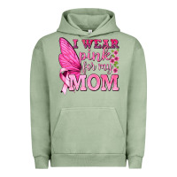 Pigment Oil Green I Wear Pink For My Mom with Butterfly Urban Hoodie - texasbilliewilder