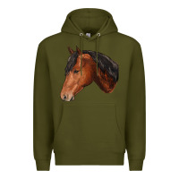 Army Green horse Premium Hoodie - RanaPortraitStore