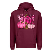 Burgundy Breast Cancer We Wear Pink with Pumpkin and Ribbon Premium Hoodie - texasbilliewilder