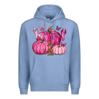Colony Blue Breast Cancer We Wear Pink with Pumpkin and Ribbon Premium Hoodie - texasbilliewilder