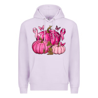 Lilac Breast Cancer We Wear Pink with Pumpkin and Ribbon Premium Hoodie - texasbilliewilder