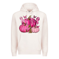 Pale Pink Breast Cancer We Wear Pink with Pumpkin and Ribbon Premium Hoodie - texasbilliewilder
