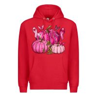 Red Breast Cancer We Wear Pink with Pumpkin and Ribbon Premium Hoodie - texasbilliewilder