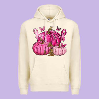 Breast Cancer We Wear Pink With Pumpkin And Ribbon Premium Hoodie Designed By Texasbilliewilder