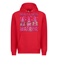 Red Breast Cancer Warrior Gnomes Premium Hoodie - texasbilliewilder