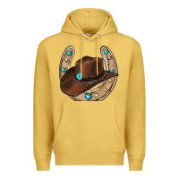 Antique Gold horseshoe cowboy hat Premium Hoodie - RanaPortraitStore