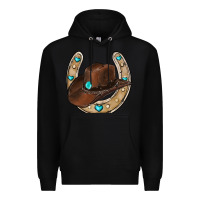 Black horseshoe cowboy hat Premium Hoodie - RanaPortraitStore