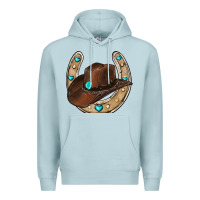Blue Mist horseshoe cowboy hat Premium Hoodie - RanaPortraitStore