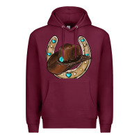 Burgundy horseshoe cowboy hat Premium Hoodie - RanaPortraitStore