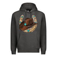 Charcoal Heather horseshoe cowboy hat Premium Hoodie - RanaPortraitStore