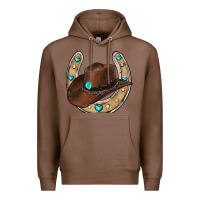 Chestnut horseshoe cowboy hat Premium Hoodie - RanaPortraitStore