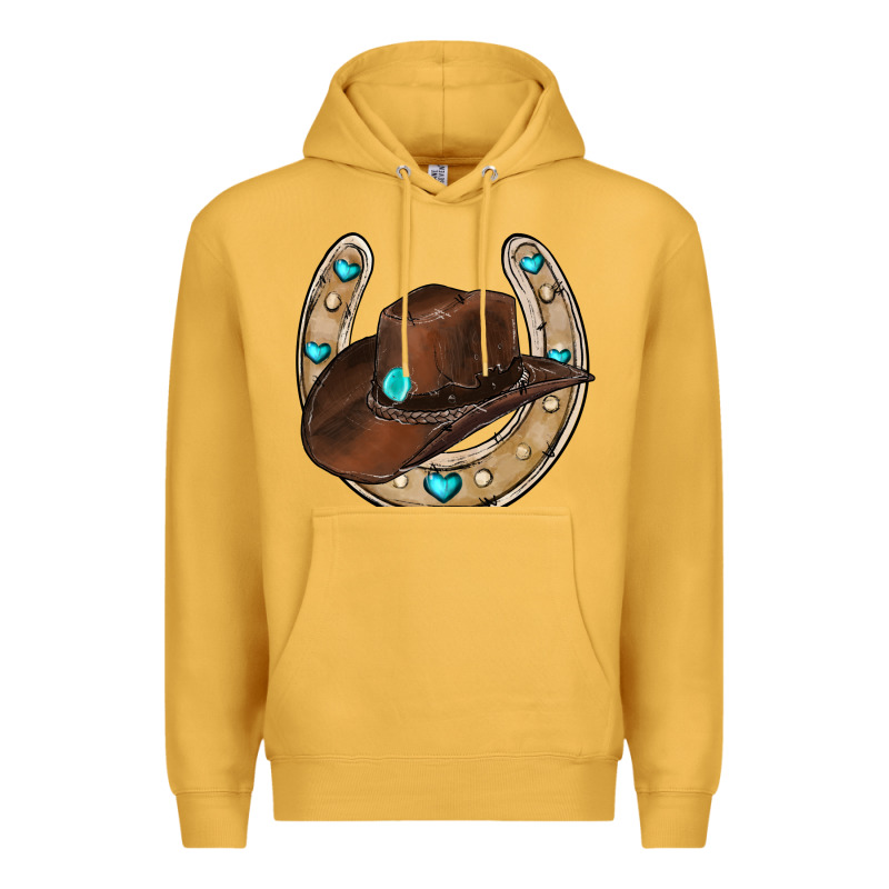 Horseshoe Cowboy Hat Premium Hoodie by RanaPortraitStore | Teevron