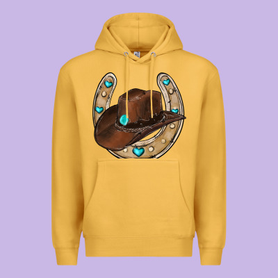 Horseshoe Cowboy Hat Premium Hoodie Designed By Ranaportraitstore