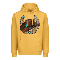 Mustard horseshoe cowboy hat Premium Hoodie - RanaPortraitStore