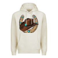 Oatmeal Heather horseshoe cowboy hat Premium Hoodie - RanaPortraitStore