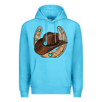 Ocean Blue horseshoe cowboy hat Premium Hoodie - RanaPortraitStore