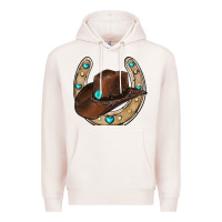 Pale Pink horseshoe cowboy hat Premium Hoodie - RanaPortraitStore