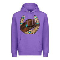 Purple horseshoe cowboy hat Premium Hoodie - RanaPortraitStore