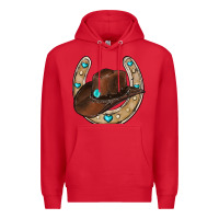 Red horseshoe cowboy hat Premium Hoodie - RanaPortraitStore