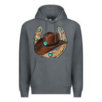 Rock horseshoe cowboy hat Premium Hoodie - RanaPortraitStore