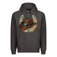 Smoke horseshoe cowboy hat Premium Hoodie - RanaPortraitStore