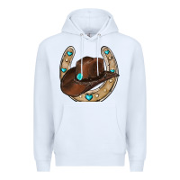 White horseshoe cowboy hat Premium Hoodie - RanaPortraitStore